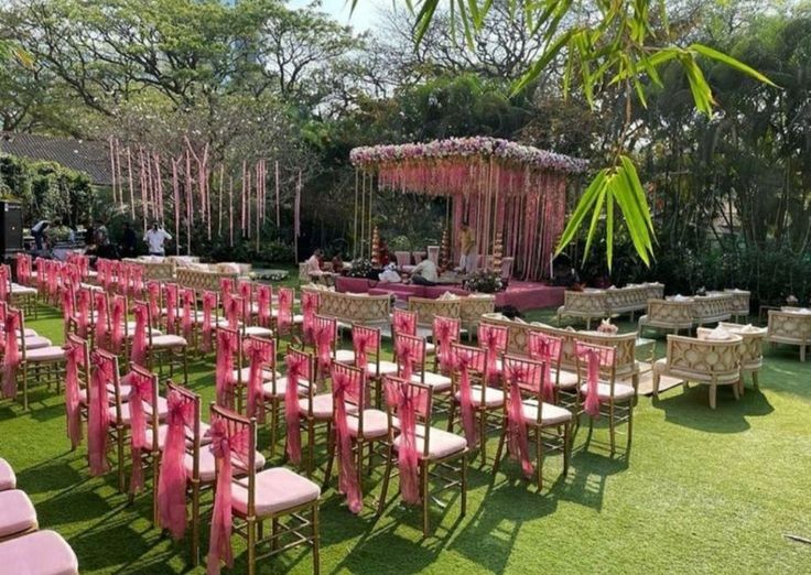 Gold Chiavari Chairs with Sash for the Guest Seating in Wedding Reference